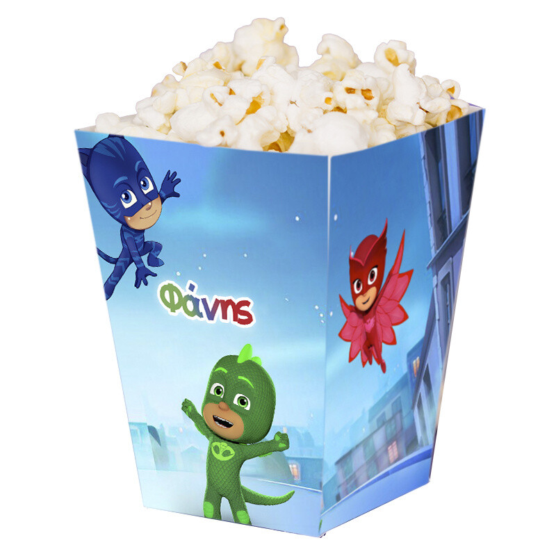 Κουτί Pop Corn με όνομα PJ Masks 15cmx9cmx9cm