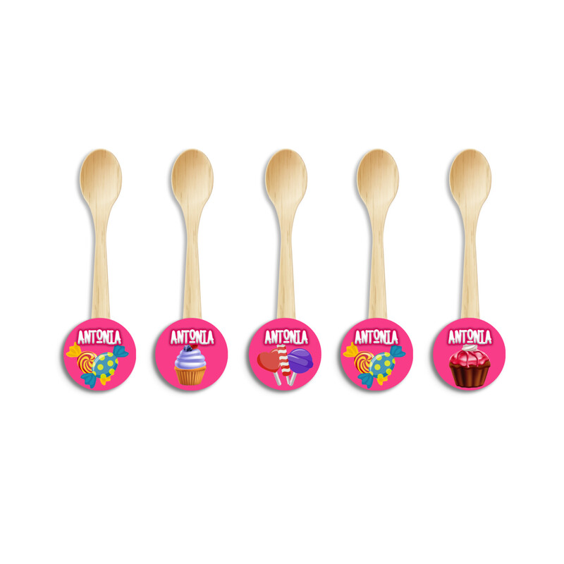 Ξύλινα Κουταλάκια με όνομα Sweet Shop / 8τμχ