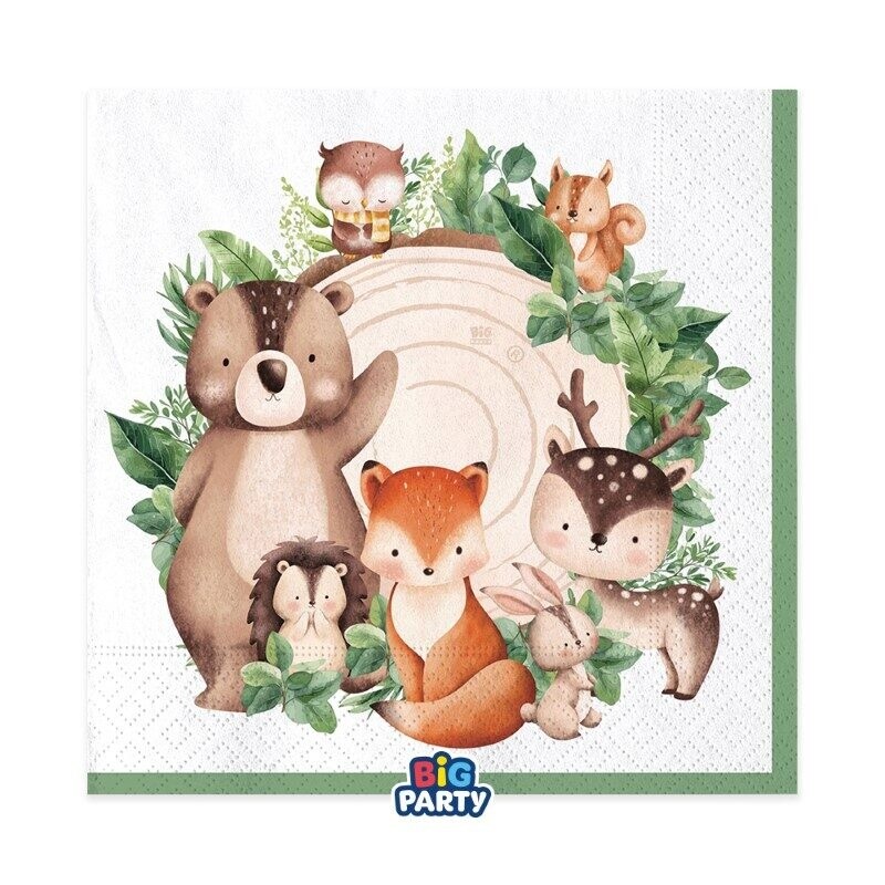 Χαρτοπετσέτες Φαγητού  Wood Animals - Ζωάκια Δάσους / 16 τμχ