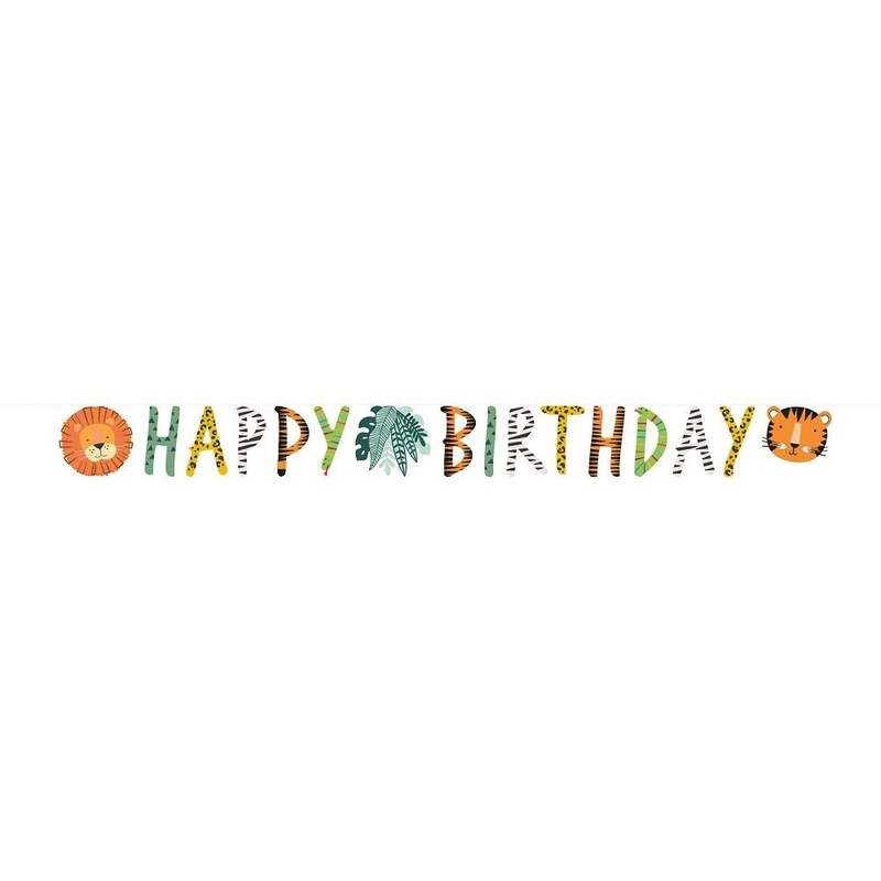 Γιρλάντα Χάρτινη Get Wild Ζωάκια Ζούγκλας Happy Birthday / 180 εκ