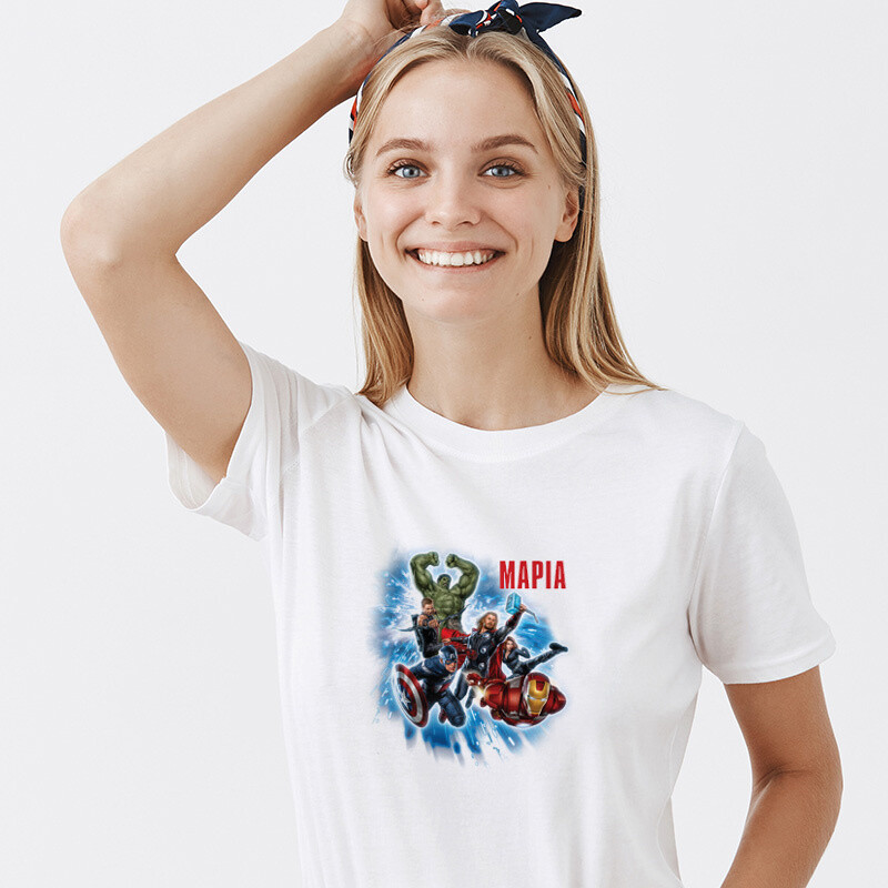 Γυναικείο T-shirt Avengers για την Μαμά με όνομα