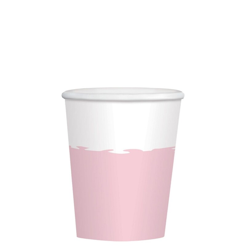 Ποτήρια χαρτ. 250ml Ροζ & Λευκό /8 τεμ