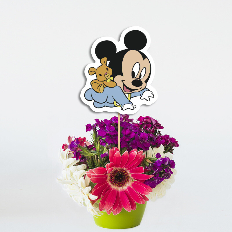 Διακοσμητικό Τοππερ Baby Mickey χάρτινο για το τραπέζι/ 20cm