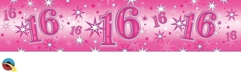 Age 16 Pink Sparkle Foil Banner