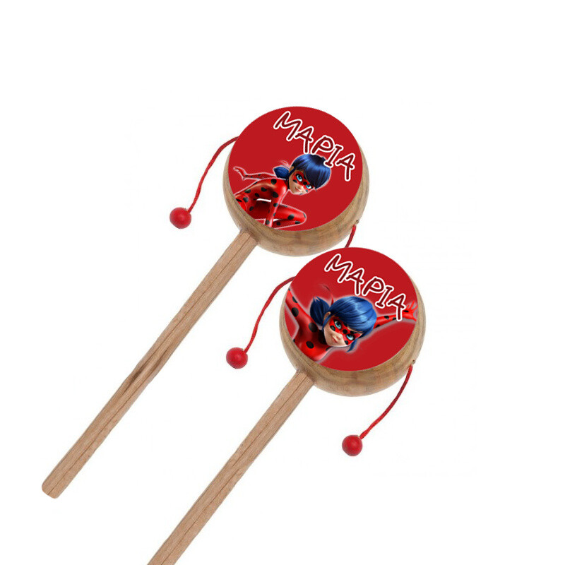 Ξύλινο Τυμπανάκι με όνομα Miraculous LadyBug