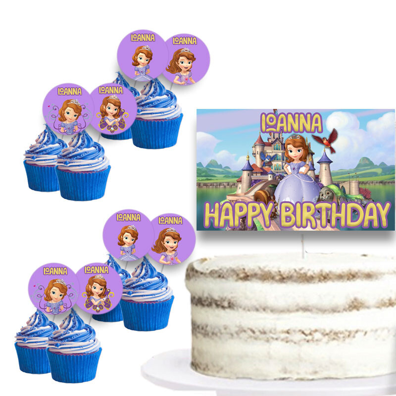 Διακόσμηση τούρτας Πριγκίπισσα Σοφία & cupcake toppers