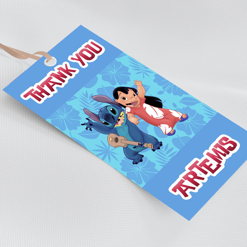 Ετικέτα δώρου χάρτινη με όνομα Lilo & Stitch / 5τμχ