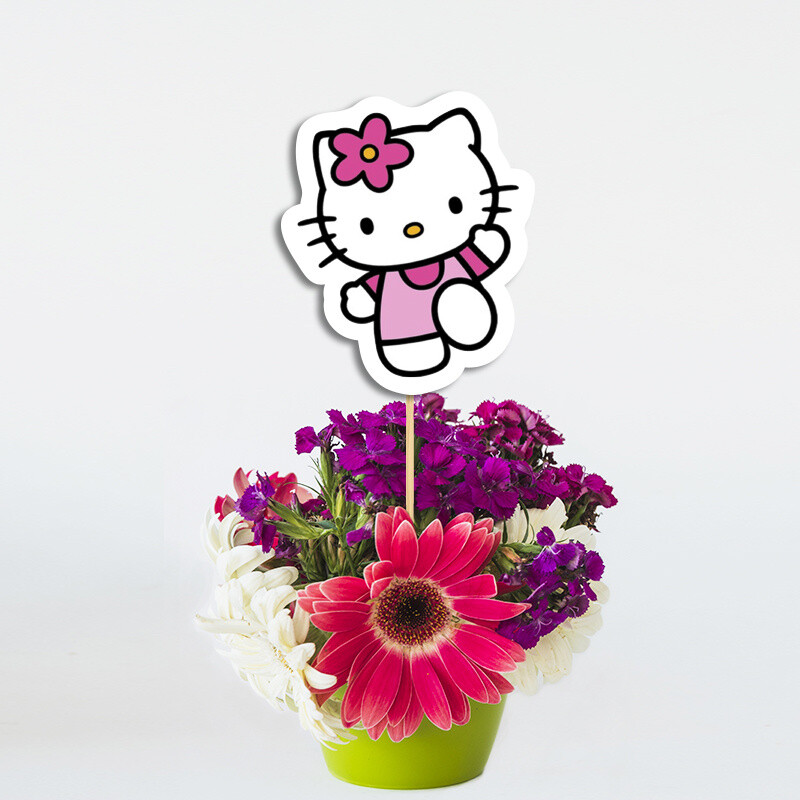 Διακοσμητικό Τοππερ Hello Kitty χάρτινο για το τραπέζι/ 20cm