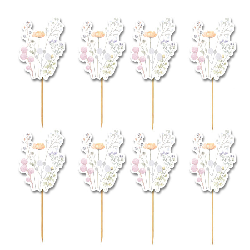 Cupcake toppers Floral Pastel 10cm / 8τμχ