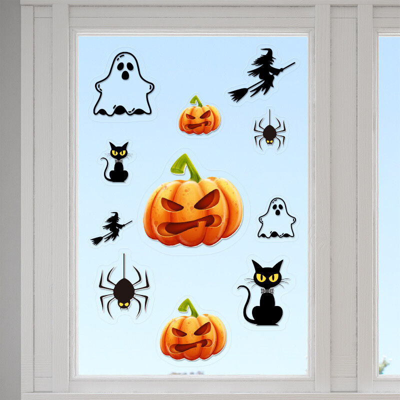 Αυτοκόλλητα τζαμιού Halloween Κολοκύθες/10 τμχ
