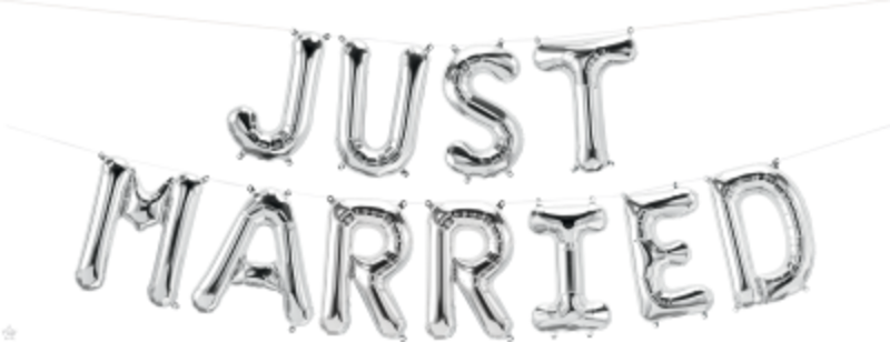 Μπαλόνι Γράμματα Just Married Ασημί/wedding