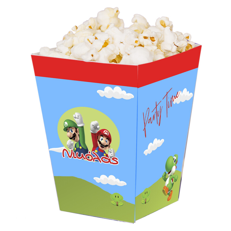 Κουτί Pop Corn με όνομα Super Mario 15cmx9cmx9cm