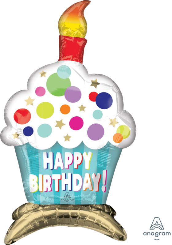 Μπαλόνι Φοιλ Ultrashape Cupcake με βάση / 38 x 60 εκ - Happy Birthday