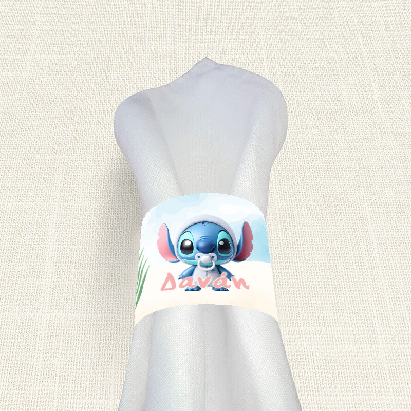 Δαχτυλίδι πετσέτας χάρτινο με όνομα Baby Stitch