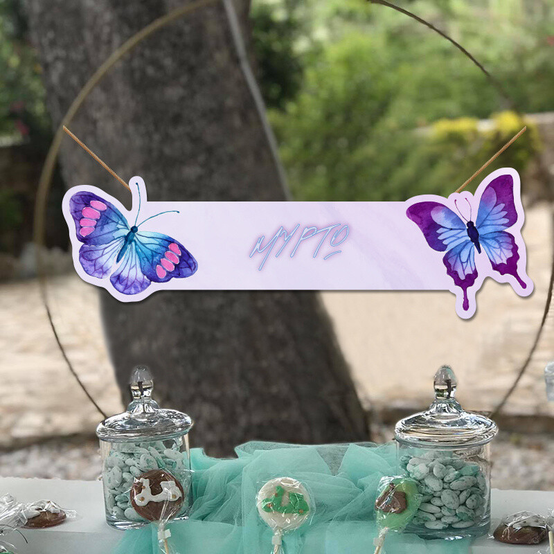 Ξύλινο διακοσμητικό Πεταλούδες με όνομα/ 35cm*15cm