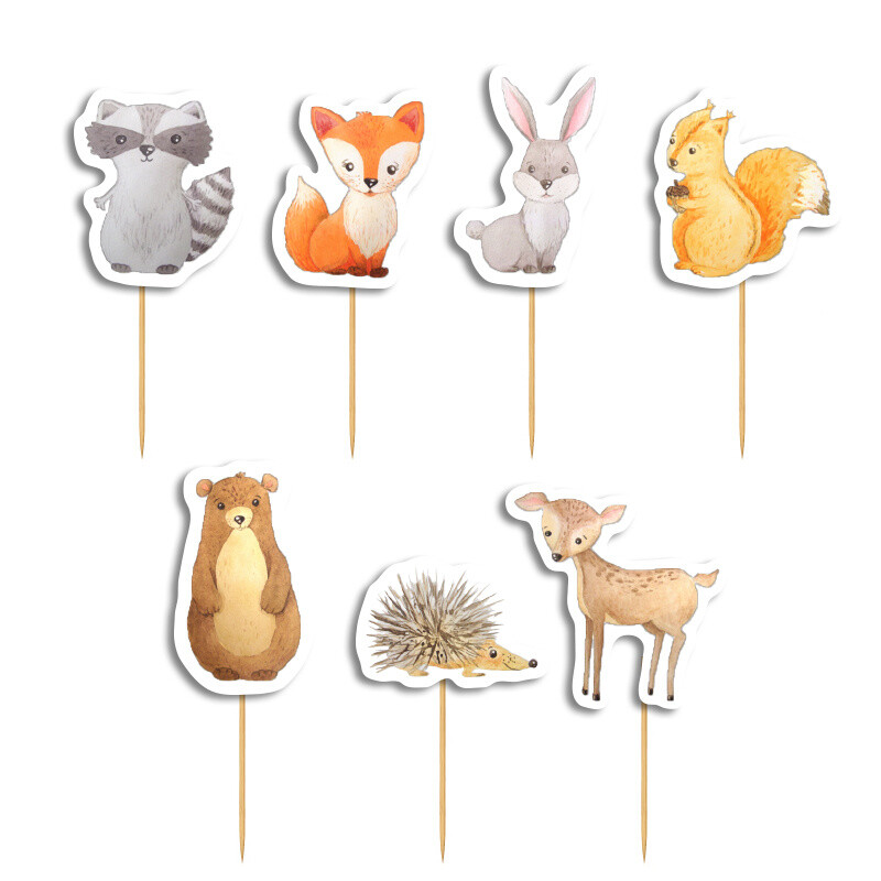 Cupcake toppers Ζωάκια Δάσους 10cm / 8τμχ