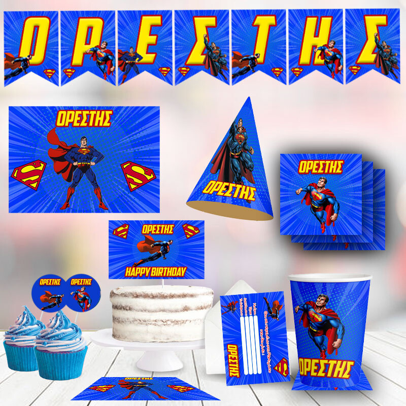 Σετ πάρτυ με όνομα Superman XL / 8 ατόμων