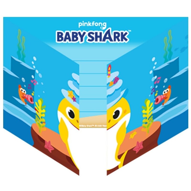 Προσκλήσεις με Φακέλους Baby Shark 12.5 x 8.6 εκ / 8 τεμ