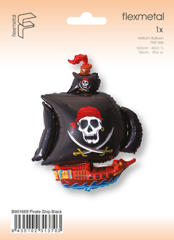 Μπαλόνι Φοιλ Σχήμα Πειρατικό Καράβι/Pirate Μαύρο / 75 εκ - Συσκευασμένο