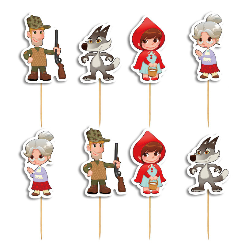 Cupcake toppers Κοκκινοσκουφίτσα 10cm / 8τμχ