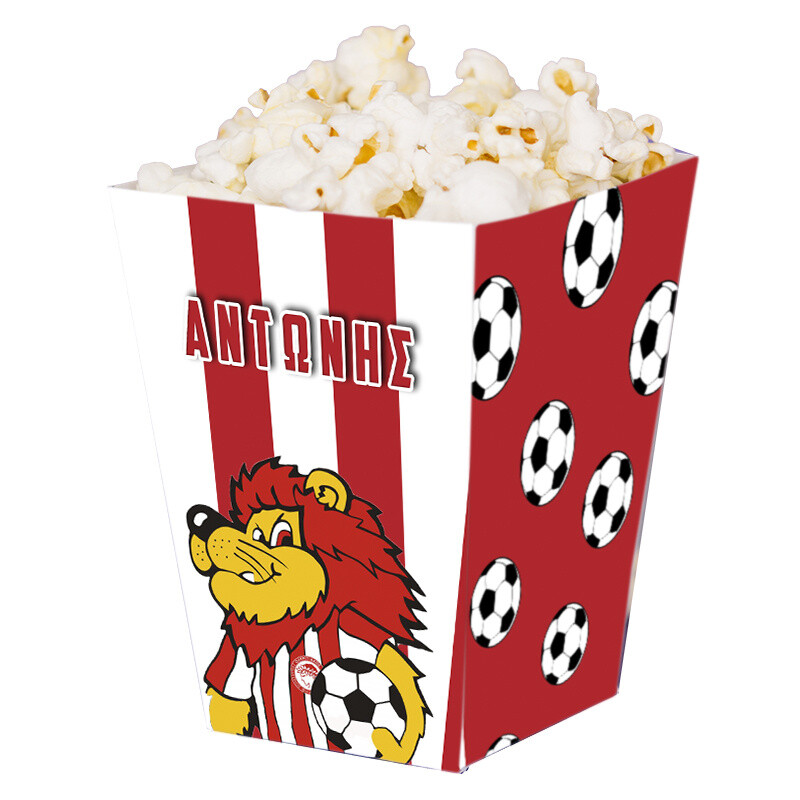 Κουτί Pop Corn με όνομα Ολυμπιακός 15cmx9cmx9cm
