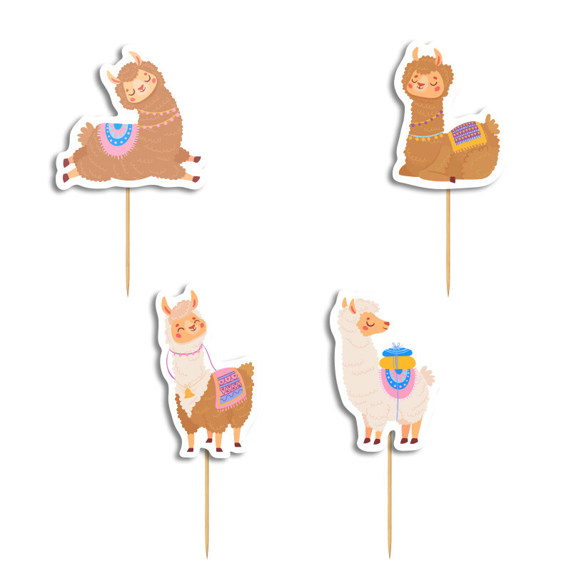 Cupcake toppers Λάμα 10cm / 8τμχ
