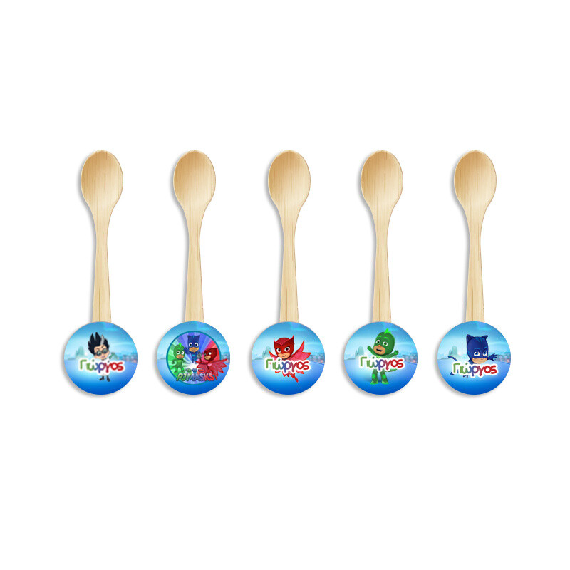 Ξύλινα Κουταλάκια με όνομα PJ Masks / 8τμχ