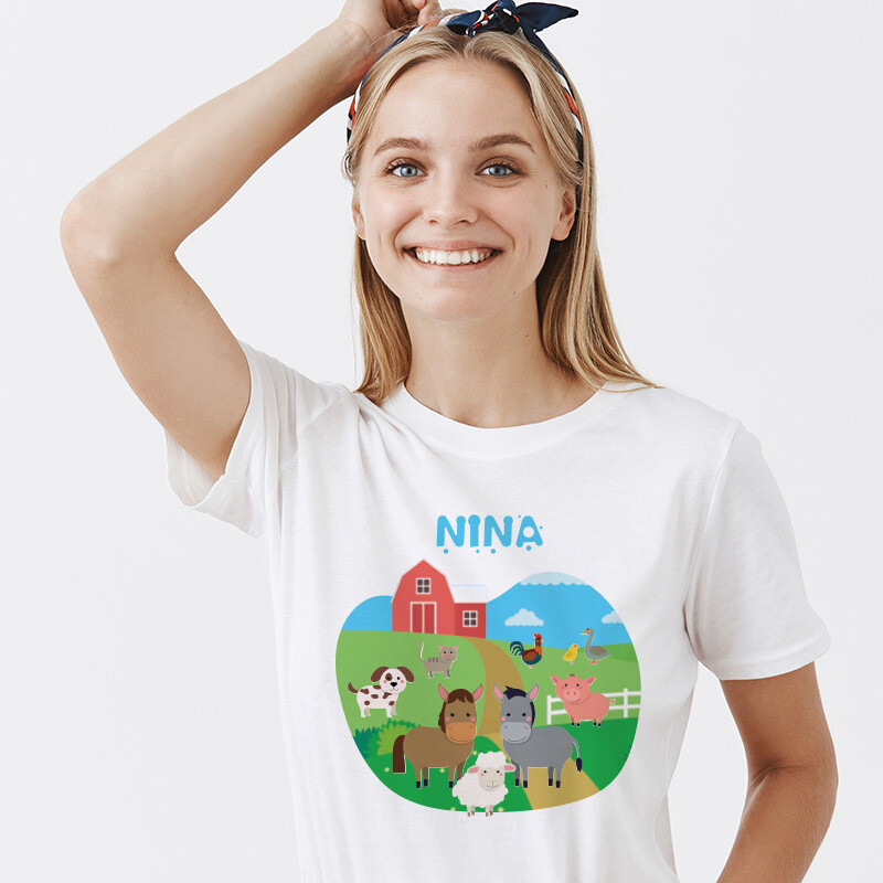 Γυναικείο T-shirt Ζωάκια Φάρμας για την Μαμά με όνομα