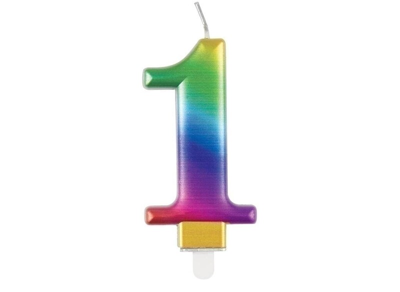 Κερί  1 Μεταλλικό πολύχρωμο Rainbow / 8 εκ.