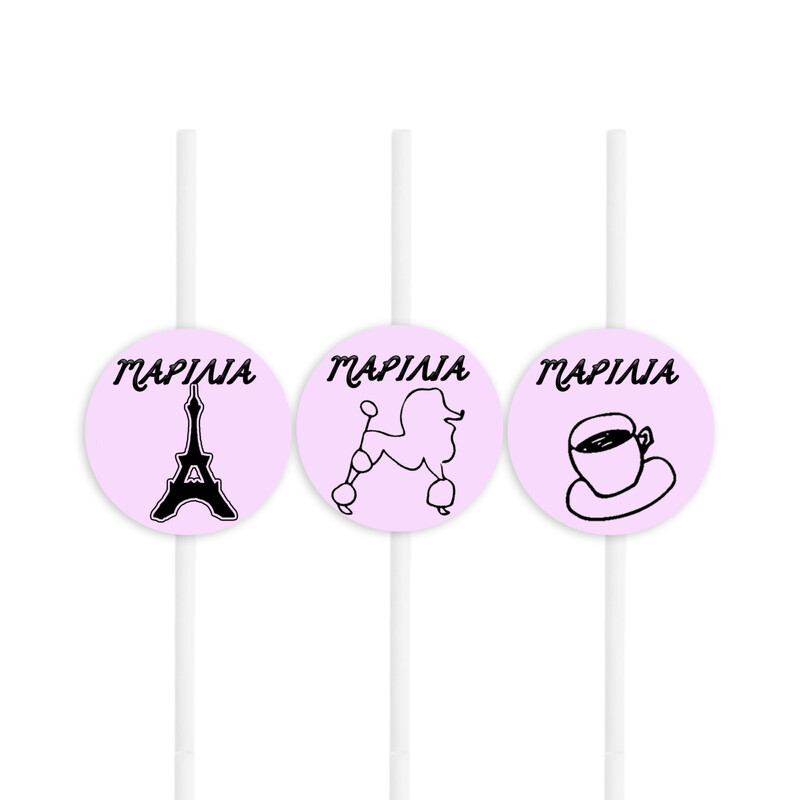 Χάρτινα καλαμάκια με όνομα Paris / 8τμχ