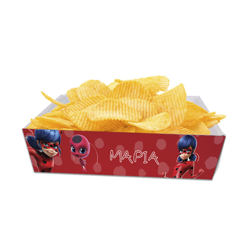 Κουτάκια για πατατάκια Miraculous LadyBug με όνομα 8τμχ/ 15cmx10cmx4cm