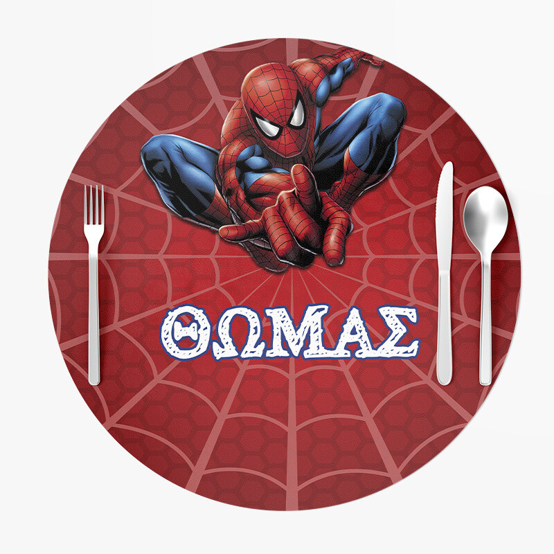 Σουπλά Χάρτινα στρογγυλά με όνομα Spiderman 27cm