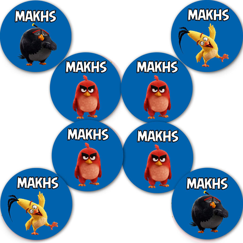Στρογγυλά αυτοκόλλητα Angry Birds / 8τμχ