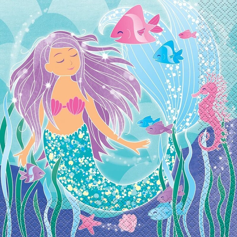 Χαρτοπετσέτες φαγητού 33εκ Mermaid /16 τεμ - Γοργόνα