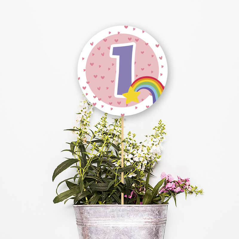 Αρίθμηση τραπεζιού Retro Rainbow κύκλος 13cm