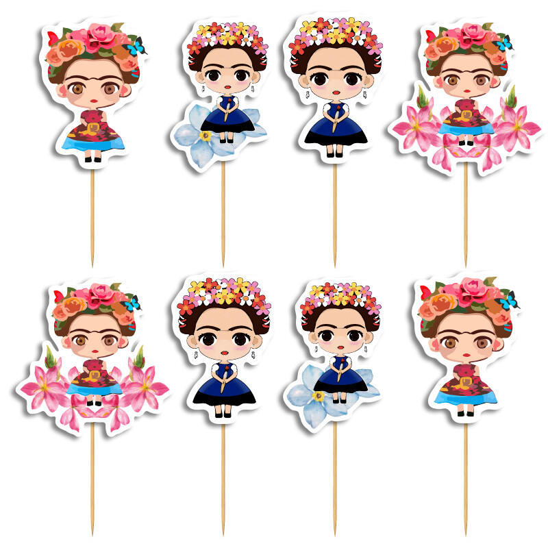 Cupcake toppers Frida Kahlo 10cm / 8τμχ