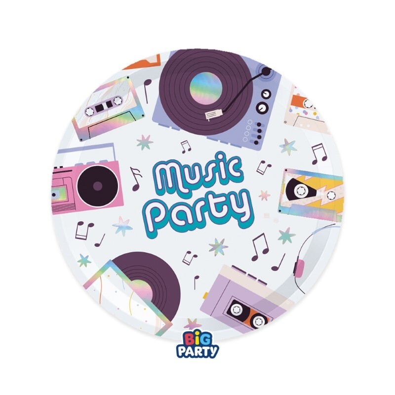 Πιάτα Χάρτινα Γλυκού 18εκ Music Party / 6 τεμ.