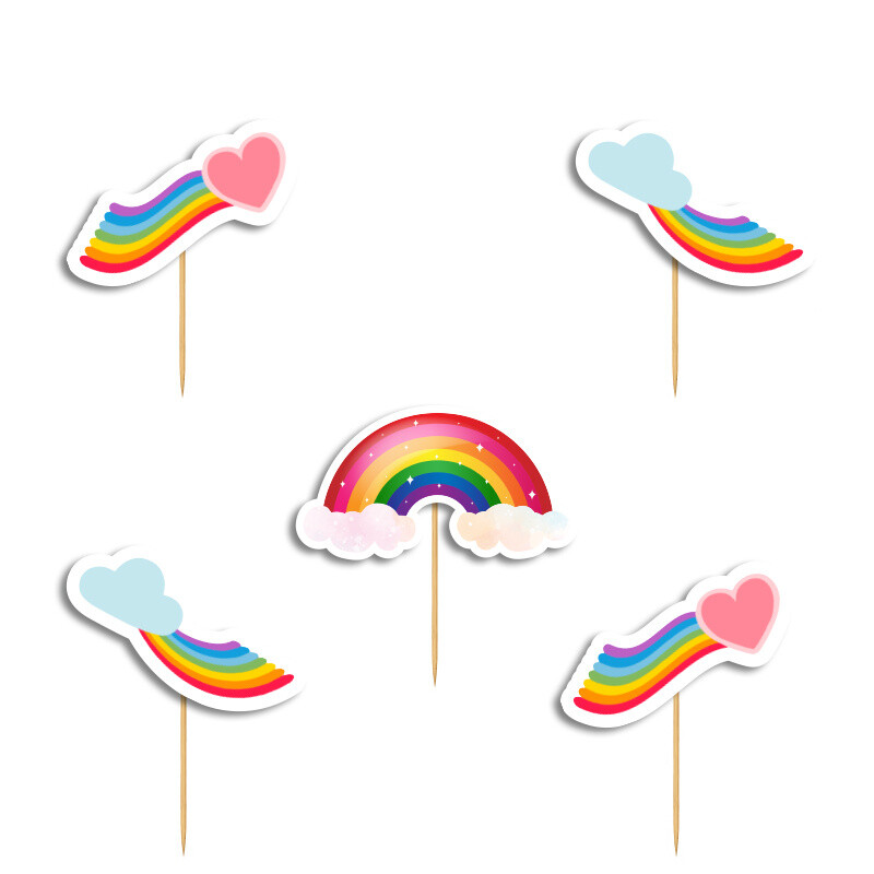 Cupcake toppers Rainbow 10cm / 8τμχ