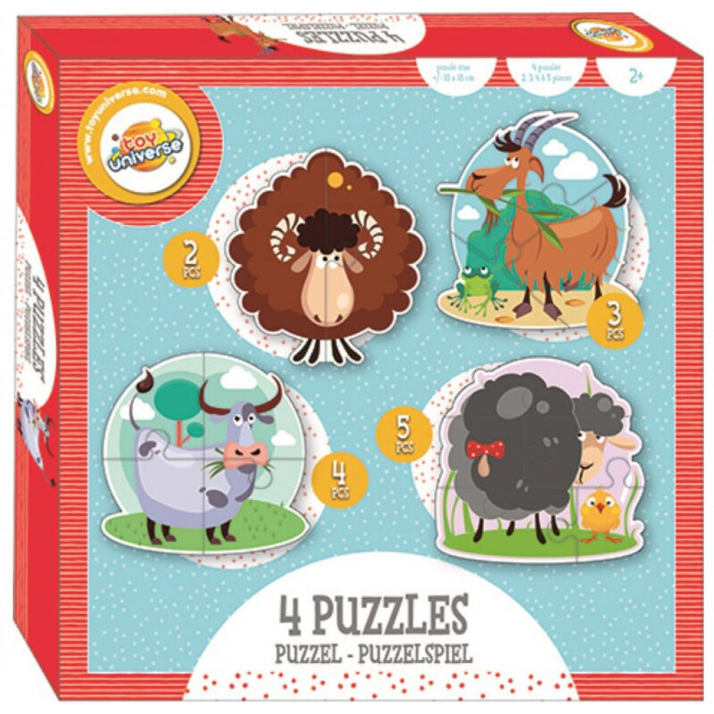 Παιδικό Puzzle εκμάθησης Σετ 4 σε 1 με ζωάκια φάρμας για παιδιά 2+ ετών
