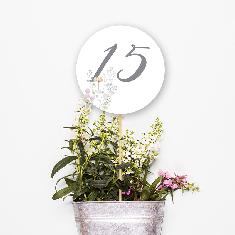 Αρίθμηση τραπεζιού Floral Pastel κύκλος 13cm