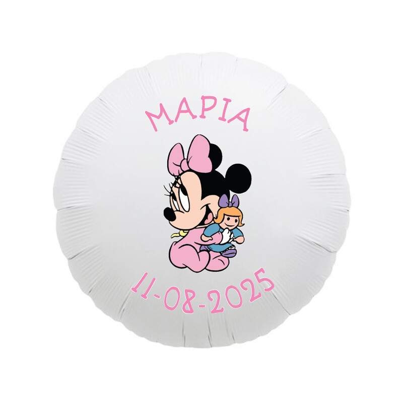 Μπαλόνι Φόιλ για Βάπτιση Baby Minnie με όνομα/43cm