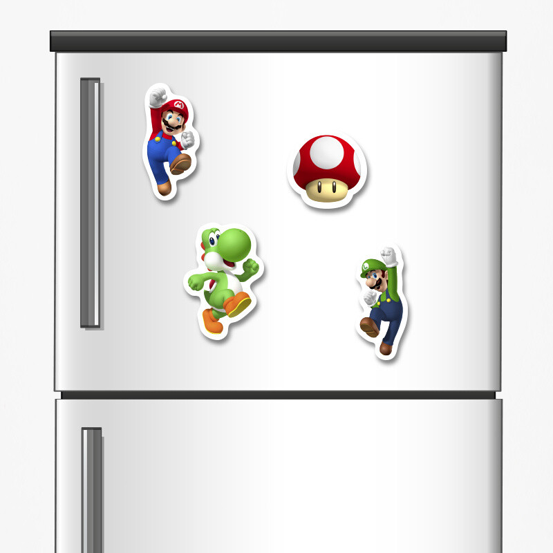 Ξύλινα μαγνητάκια Super Mario 5cm/ 4τμχ