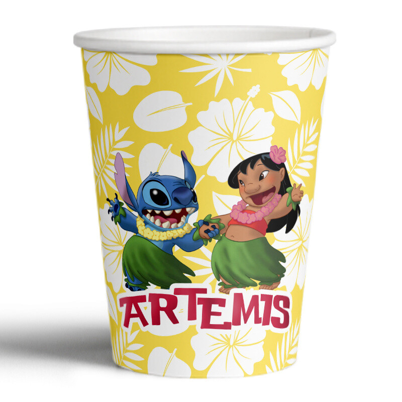 Ποτηράκια χάρτινα με όνομα Lilo & Stitch 250ml/8τμχ