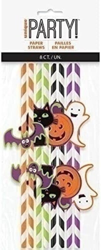 Καλαμάκια Χάρτινα ριγέ Halloween / 8 τμχ