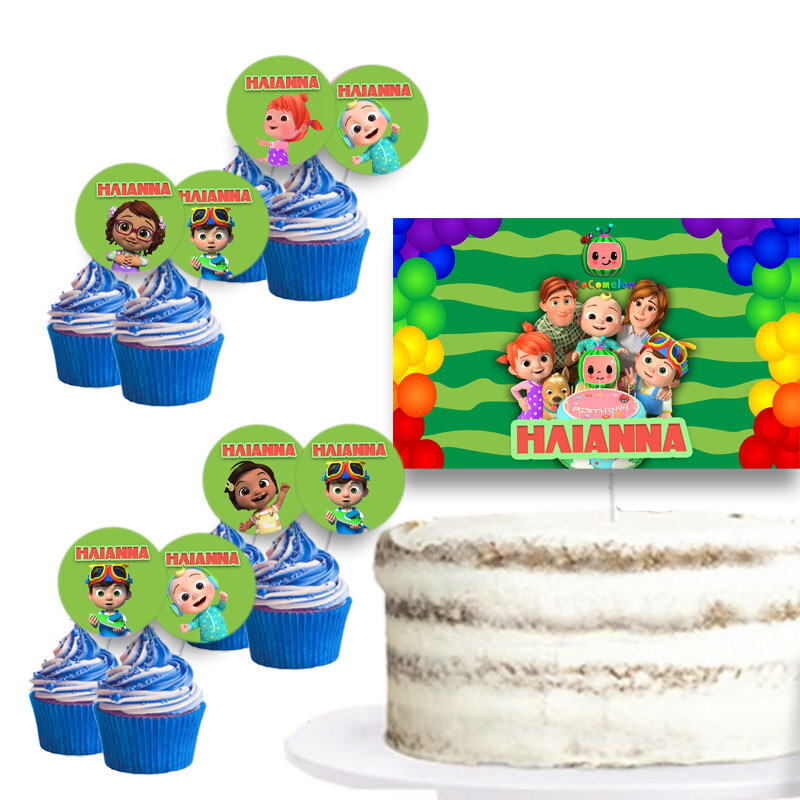 Διακόσμηση τούρτας Cocomelon & cupcake toppers