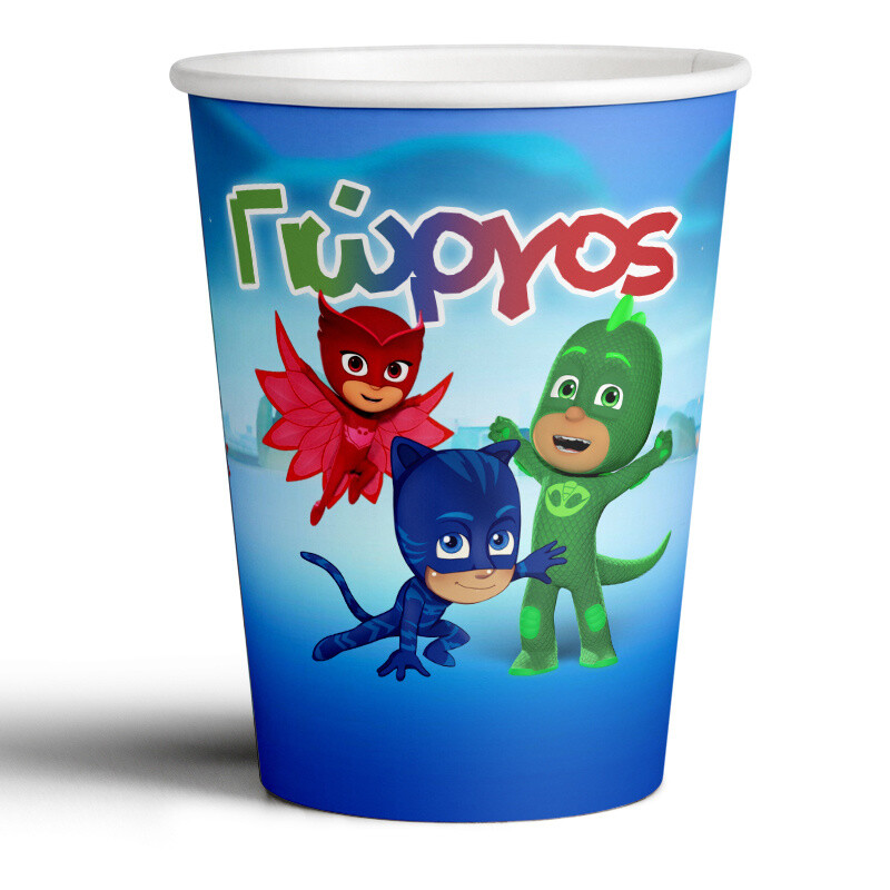 Ποτηράκια χάρτινα με όνομα PJ Masks/8τμχ