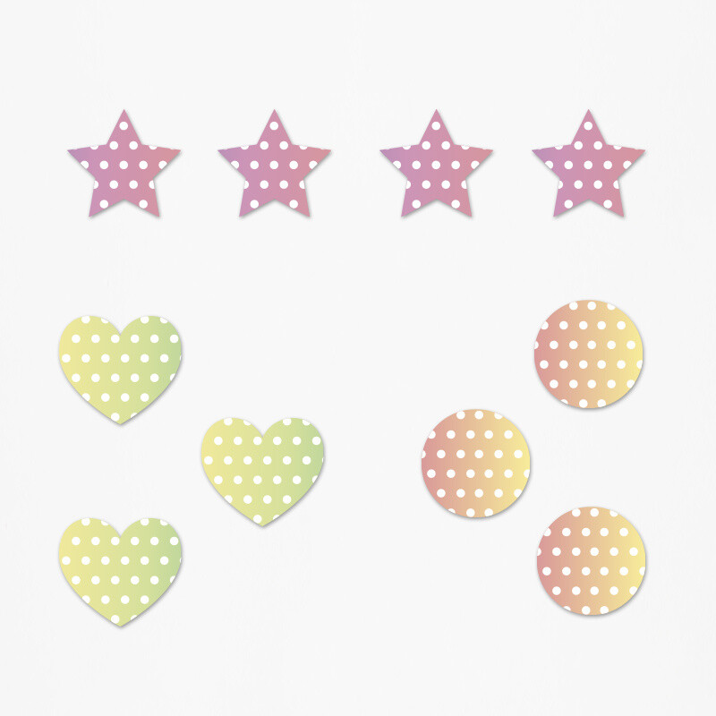 Ξύλινα διακοσμητικά Retro Rainbow Pink Pattern mix/ 10τμχ(2cm)