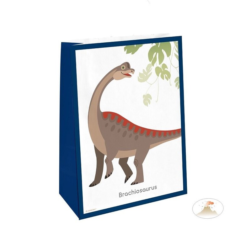 Τσάντες Δώρου με αυτοκόλλητα  Happy Dinosaur/ΔΕΙΝΟΣΑΥΡΟΣ  14.7 x 21 εκ / 4 τεμ