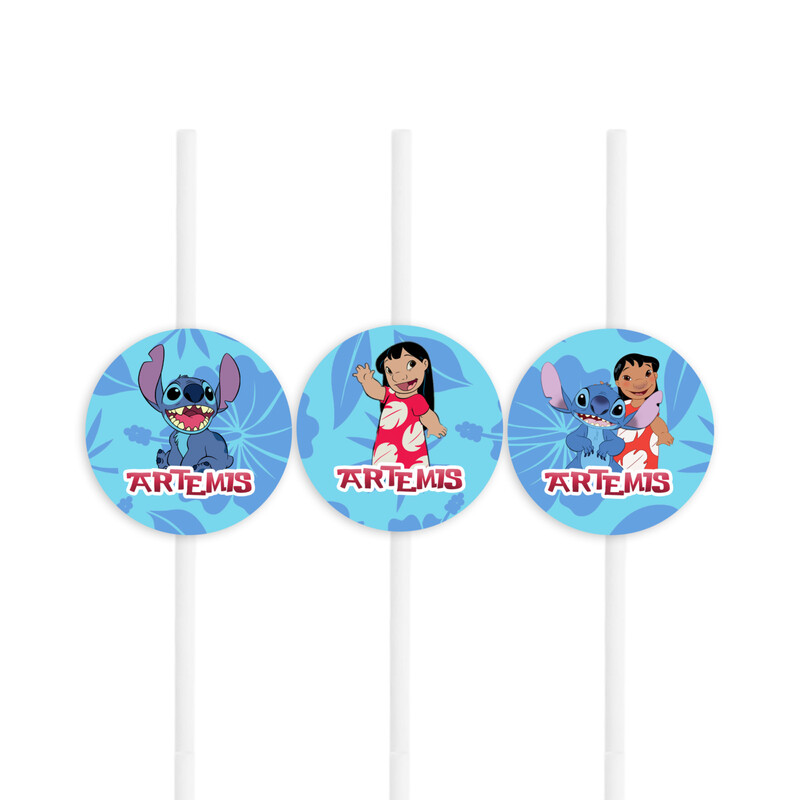 Χάρτινα καλαμάκια με όνομα Lilo & Stitch / 8τμχ