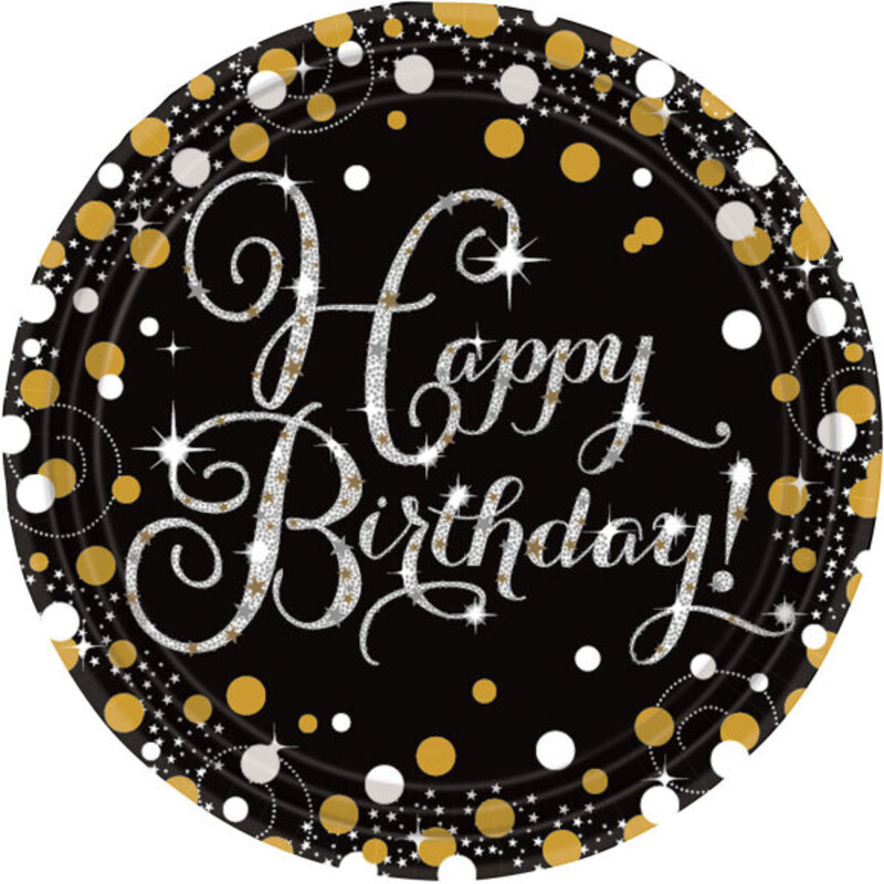 Πιάτα χαρτ. φαγητού 23εκ  Sparkling Birthday /8 τεμ